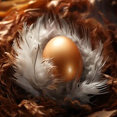 poultry egg in straw nest