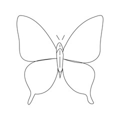 Fototapeta premium Butterfly continuous one line drawing element isolated on white background and single line art outline vector illustration