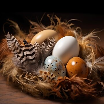 nest with variant of eggs