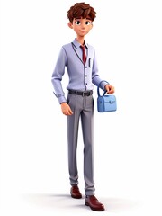 3D Illustration of a one young man work dress, Generated AI