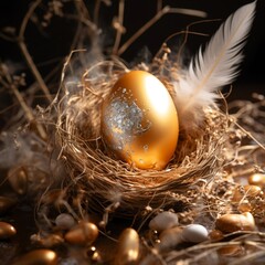 golden egg in a nest