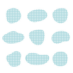 青いドット柄の不定形な丸いフレームのセット