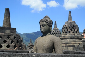 Fototapeta premium Borobudur temple with blue sky