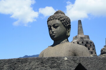 Borobudur temple with blue sky - obrazy, fototapety, plakaty