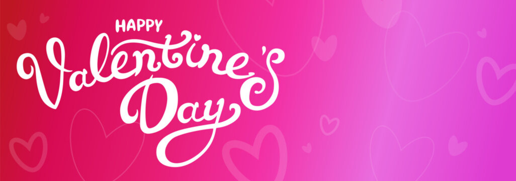 Vector pink violet background with heart and text by Valentine day. Lettering in flat design