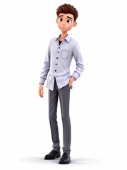 Obraz premium 3D Illustration of a one young man work dress, Generated AI