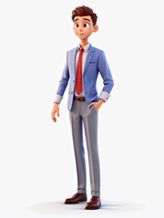 3D Illustration of a one young man work dress, Generated AI