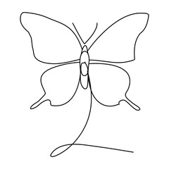 Butterfly continuous one line drawing element isolated on white background and single line art outline vector illustration



