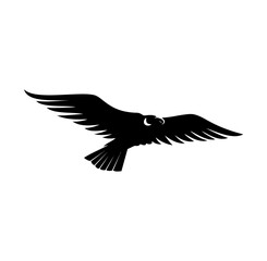 Black silhouette of a vulture on a white background. African animals. Vector illustration