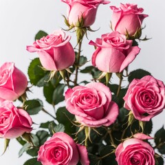 Pink roses on white background