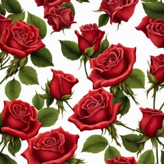 A beautiful bunch of red roses on a white background