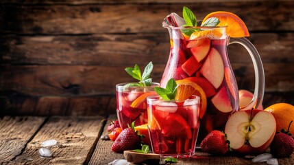 Satisfy your thirst and revitalize your senses with this invigorating blend of chilled fruits, Ai Generated. - obrazy, fototapety, plakaty