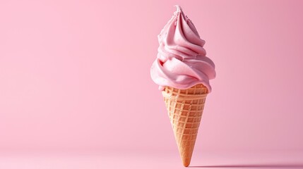 Delight in the visual appeal of an ice cream cone against a soft pastel backdrop, Ai Generated.