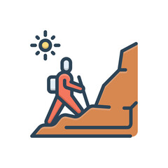 Color illustration icon for hike