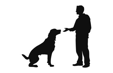 Dog Trainer black vector black Silhouette isolated on a white background