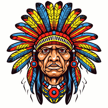 Indigenous Chief Design: Isolated Chief Character on White Background