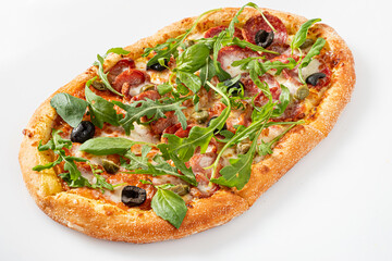 italian pizza on the white background