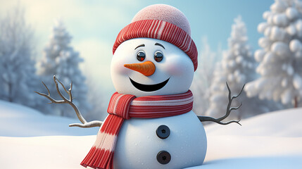 An_adorable_snowman_wearing_a_top_hat_and_a_colorful_sca