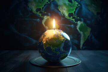 Earth hour concept 3d illustration element of this video furnished - generative ai