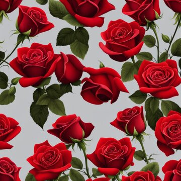 Vibrant Red Roses Bunch Against Blurred Grey Background