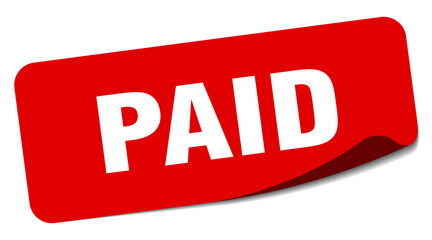 paid sticker. paid label