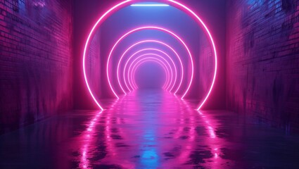 Abstact Circle Neon Lines Background