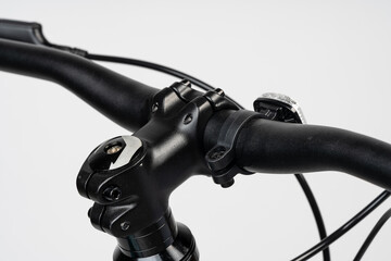 Black bicycle handlebar isolated on white background