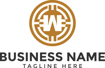 Letter W blockchain and crypto logo, blockchain logo, crypto logo, digital currency logo icon and symbol for cryptocurrency website and business, techfinance logo