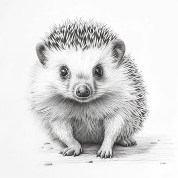 Pencil sketch nice hedgehog animal drawing image Generative AI
