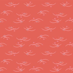 Japanese Flower Grass Leaf Wave Vector Seamless Pattern