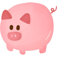 Pink piggy bank, watercolor style. isolated on transparent background