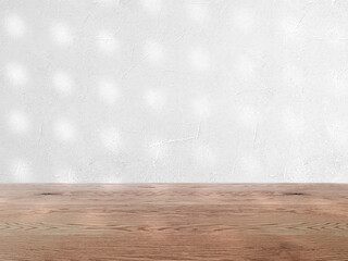 白い壁とナチュラルで茶色い木目の床の背景画像素材、淡い影が入った壁とフローリングのバックグラウンド、ファッション、雑貨、化粧品、健康食品、フードの背景３D