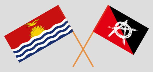 Crossed flags of Kiribati and anarchy. Official colors. Correct proportion