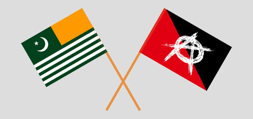 Crossed flags of Azad Kashmir and anarchy. Official colors. Correct proportion