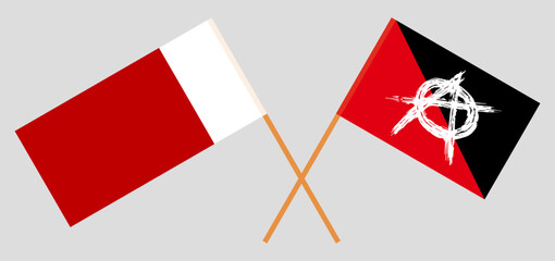 Crossed flags of Dubai and anarchy. Official colors. Correct proportion