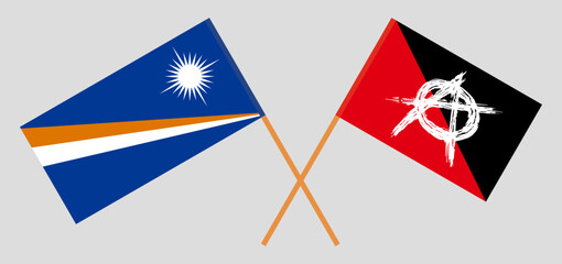 Crossed flags of Marshall Islands and anarchy. Official colors. Correct proportion