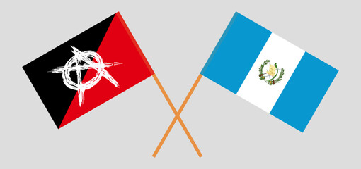 Crossed flags of anarchy and Guatemala. Official colors. Correct proportion