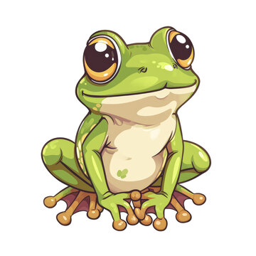 frog character cartoon t-shirt design, transparent background, Ai Generated Images