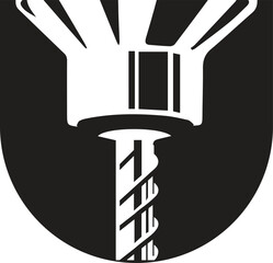 construction drill shield logo drill equipment construction onboarding mobile vector. machine power, industry work, industrial tool, drilling electric technology,