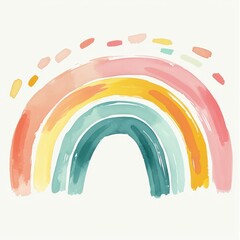 simple and minimalist hand-drawn doodle of a cute rainbow on a white background, capturing an abstract charm