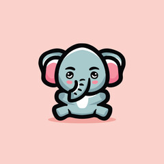 Cute Elephant Cartoon Mascot Animal Vector Logo Design illustration