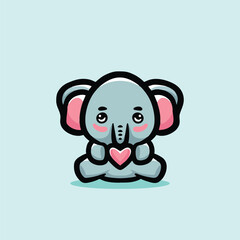 Cute Elephant Cartoon Mascot Animal Vector Logo Design illustration