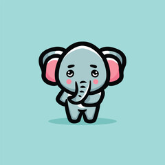 Cute Elephant Cartoon Mascot Animal Vector Logo Design illustration