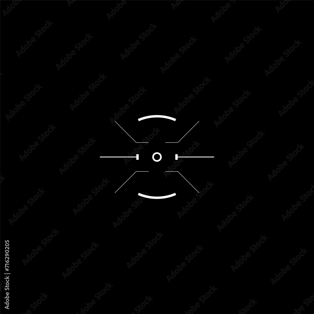 Poster cyberpunk style target, hud aim, tech digital design sight, vr interface element. cyberpunk interfac