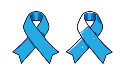blue awareness ribbon isolated on white background, blue bow set,Set ribbon all cancers. Cancer awareness ribbons. Vector
