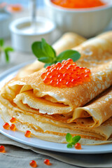 Delicious Blini with Red Caviar
