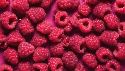 Raspberries on dark pink background 