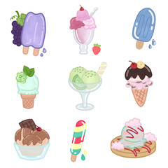 stickers helados de sabores