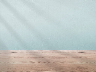 緑の壁とナチュラルで茶色い木目の床の背景画像素材、淡い影が入った壁とフローリングのバックグラウンド