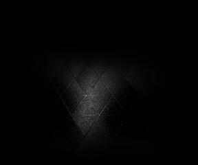 Black surface, triangular pattern and white light reflecting from the fire. perspective and black background with copy space or empty